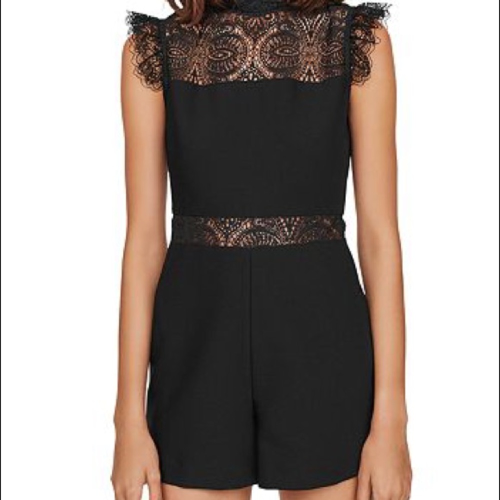 Maje Izona black lace romper